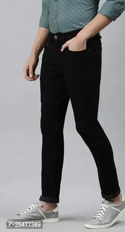 Stylish Black Denim Mid-Rise Jeans For Men-thumb4