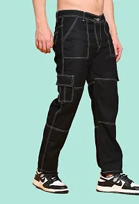 Stylish Black Denim Solid Jeans For Men-thumb2