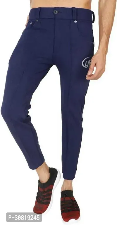 Mevan Stylish Blue Cotton Blend Solid Regular Fit Trouser For Men