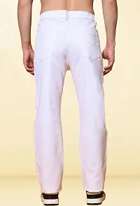 Stylish White Denim Solid Mid-Rise Jeans For Men-thumb1