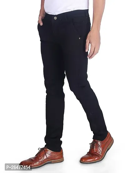 Stylish Black Denim Mid-Rise Jeans For Men-thumb0