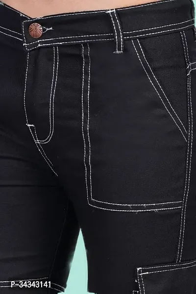 Stylish Black Denim Solid Jeans For Men-thumb3