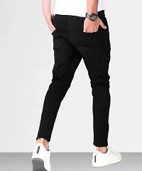 Stylish Black Denim Solid Jeans For Men-thumb1