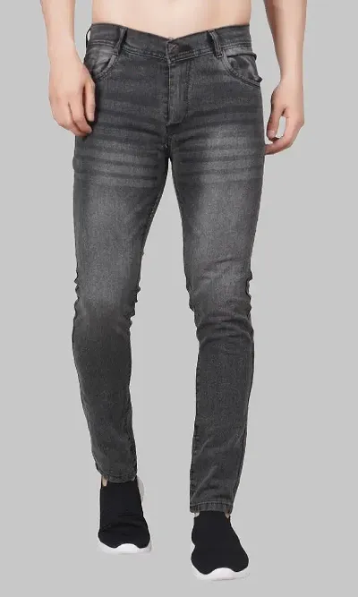 Misony Men Grey Plain Jeans