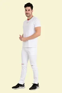 COMFITS Men's Regular Tapered Slit Cut Slim Fit Jeans (32) White-thumb2