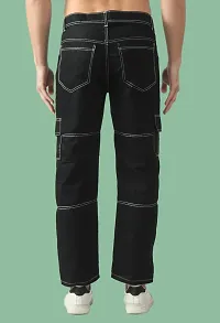 Stylish Black Denim Solid Jeans For Men-thumb1