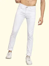 Stylish White Denim Solid Regular Fit Jeans For Men-thumb2