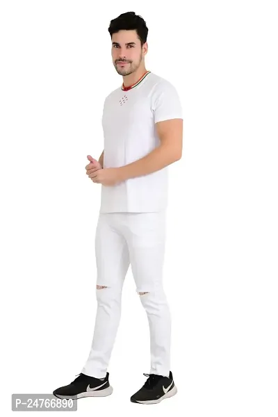 COMFITS Men's Regular Tapered Slit Cut Jeans (36) White-thumb3