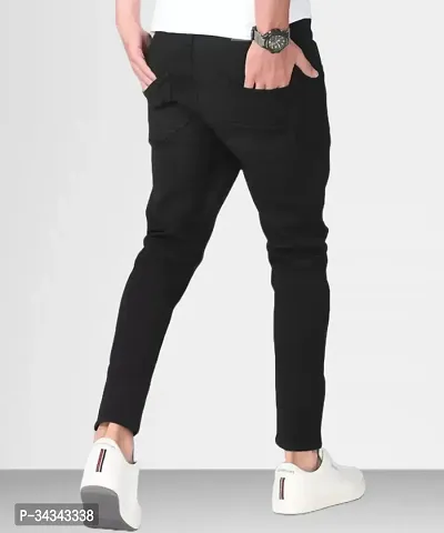 Stylish Black Denim Solid Jeans For Men-thumb2