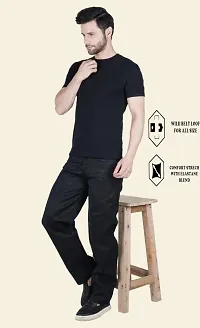 Stylish Black Cotton Blend Solid Mid-Rise Jeans For Men-thumb3