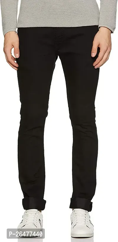 Stylish Black Cotton Blend Mid-Rise Jeans For Men-thumb0