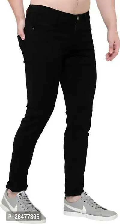 Stylish Black Denim Mid-Rise Jeans For Men-thumb3