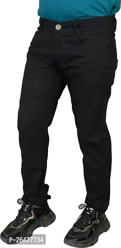 Stylish Black Denim Mid-Rise Jeans For Men