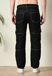 Stylish Black Denim Solid Mid-Rise Jeans For Men-thumb1