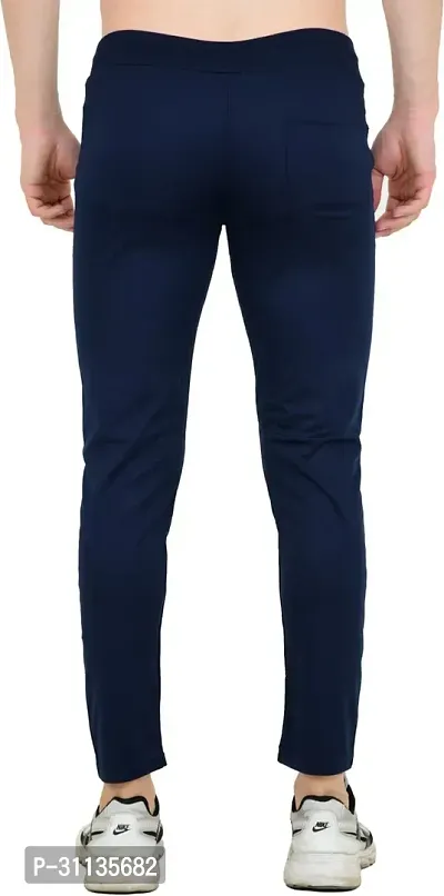 Stylish Blue Polyester Spandex Solid Regular Track Pant For Men-thumb2