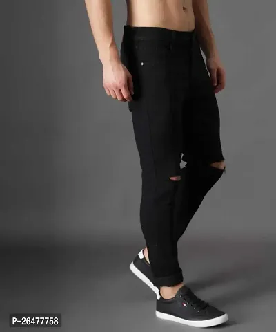 Stylish Black Denim Mid-Rise Jeans For Men-thumb2