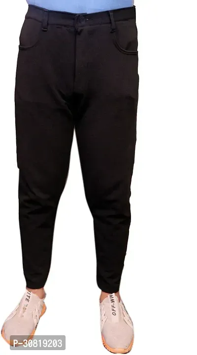 Mevan Stylish Black Pure Cotton Solid Regular Fit Trouser For Men