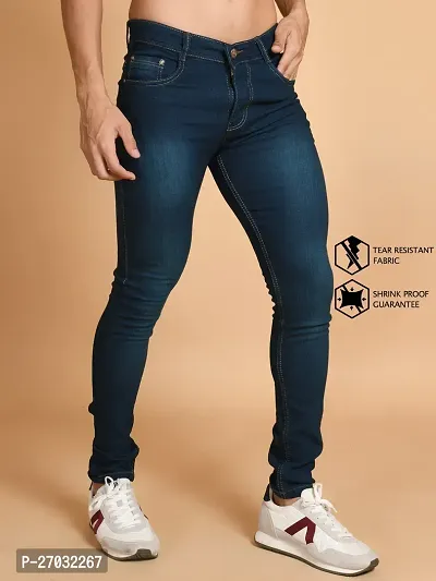 Classic Blue Denim Solid Jeans For Men-thumb2