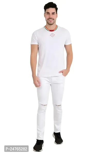 COMFITS Men's Regular Tapered Slit Cut Jeans (28) White-thumb2