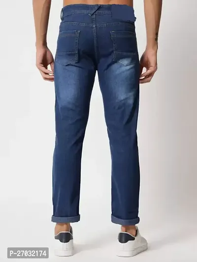 Classic Blue Denim Solid Jeans For Men-thumb3