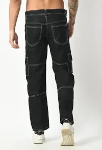 Stylish Black Denim Solid Jeans For Men-thumb1