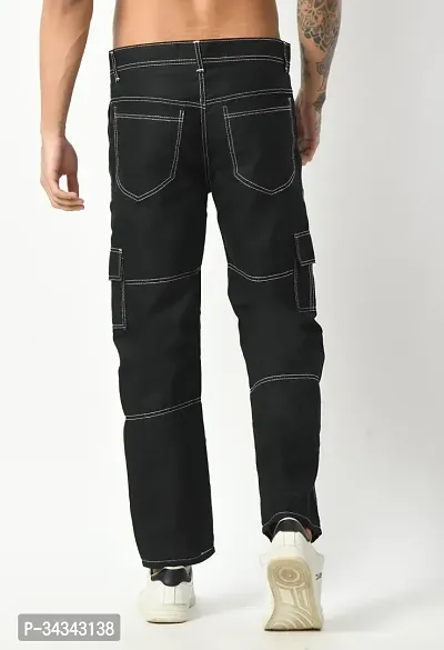 Stylish Black Denim Solid Jeans For Men-thumb2