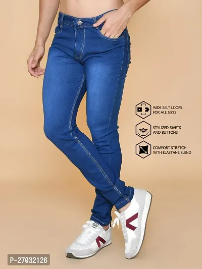 Classic Blue Denim Solid Jeans For Men-thumb3