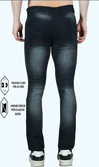 Stylish Black Cotton Blend Solid Mid-Rise Jeans For Men-thumb1