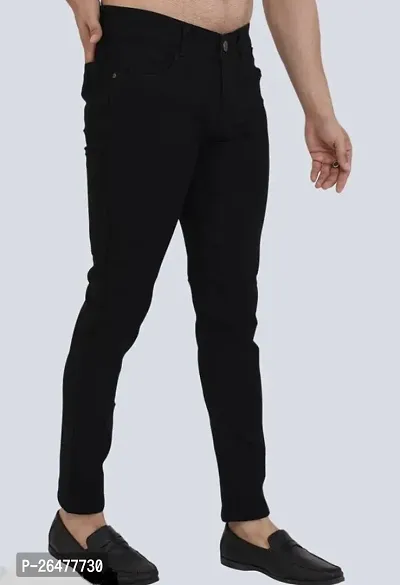 Stylish Black Denim Mid-Rise Jeans For Men-thumb2