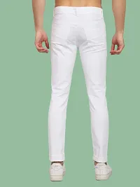 Stylish White Solid Tapered Fit  Denim Jeans For Men-thumb1