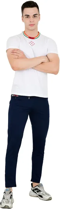 Mevan Comfortable Blue Polyester Spandex Regular Track Pants For Men-thumb2