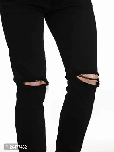 Stylish Black Cotton Blend Mid-Rise Jeans For Men-thumb4