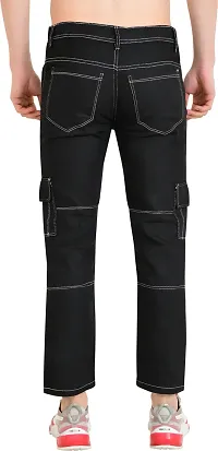 Stylish Cotton Blend Black Solid Mid Rise Jeans For Men-thumb1