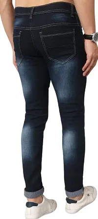 Classic Blue Cotton Blend Solid Jeans For Men-thumb1