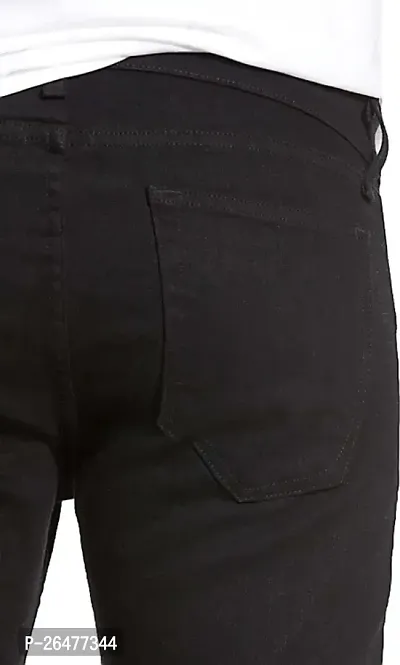 Stylish Black Cotton Blend Mid-Rise Jeans For Men-thumb4