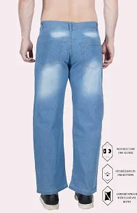 Stylish Blue Cotton Blend Solid Mid-Rise Jeans For Men-thumb1