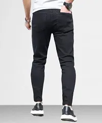 Stylish Black Denim Solid Jeans For Men-thumb1