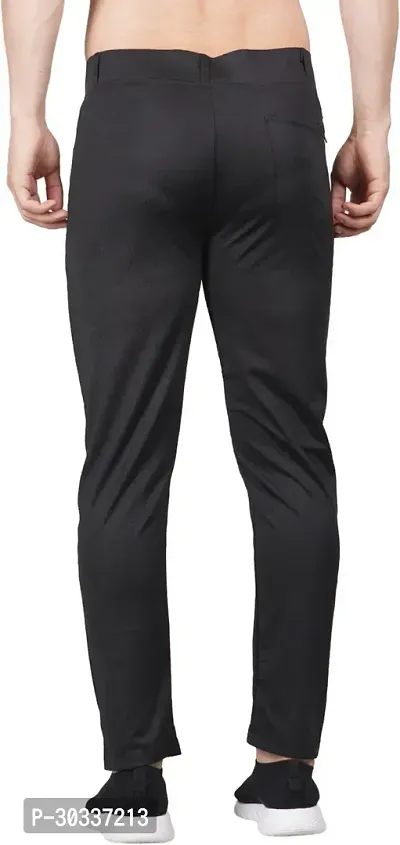 Mevan Comfortable Black Polyester Spandex Regular Track Pants For Men-thumb2