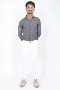 Stylish White Denim Solid Regular Fit Jeans For Men-thumb2