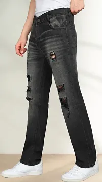 Stylish Grey Denim Solid Mid-Rise Jeans For Men-thumb2