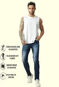 Stylish Blue Cotton Blend Solid Mid-Rise Jeans For Men-thumb2