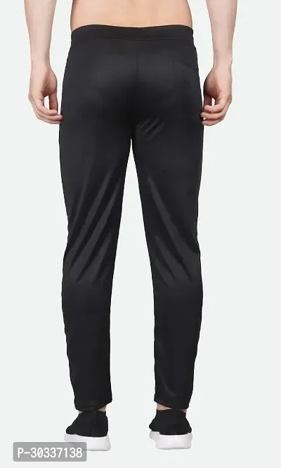 Mevan Comfortable Black Polyester Spandex Regular Track Pants For Men-thumb2