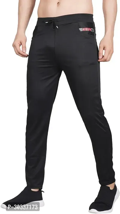 Mevan Comfortable Black Polyester Spandex Regular Track Pants For Men-thumb0