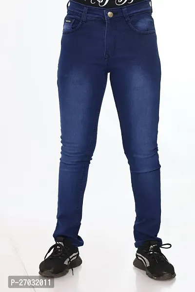 Classic Blue Denim Solid Jeans For Men-thumb0