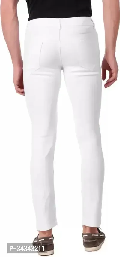 Stylish White Denim Solid Jeans For Men-thumb2