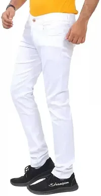 Stylish White Denim Solid Mid-Rise Jeans For Men-thumb2