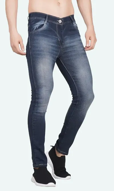 Stylish Cotton Blend Mid-Rise Jeans For Men