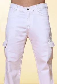 Stylish White Denim Solid Mid-Rise Jeans For Men-thumb2