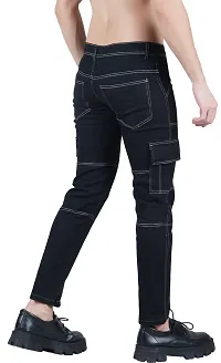 Stylish Black Denim Solid Mid-Rise Jeans For Men-thumb1