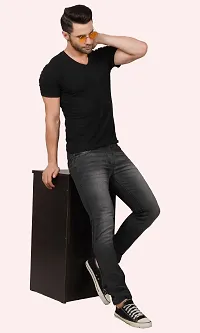 Stylish Cotton Blend Slim Fit Jeans For Men-thumb1